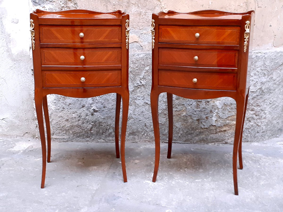 2 Tables De Chevet Napoléon III De Fabrication Française En Bois De Rose, Acajou-photo-3