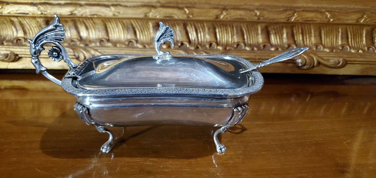 Sucrier en argent 800, fabrication italienne, fin des années 1800-photo-2