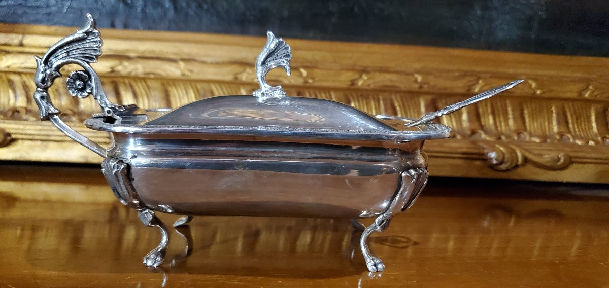Sucrier en argent 800, fabrication italienne, fin des années 1800-photo-3