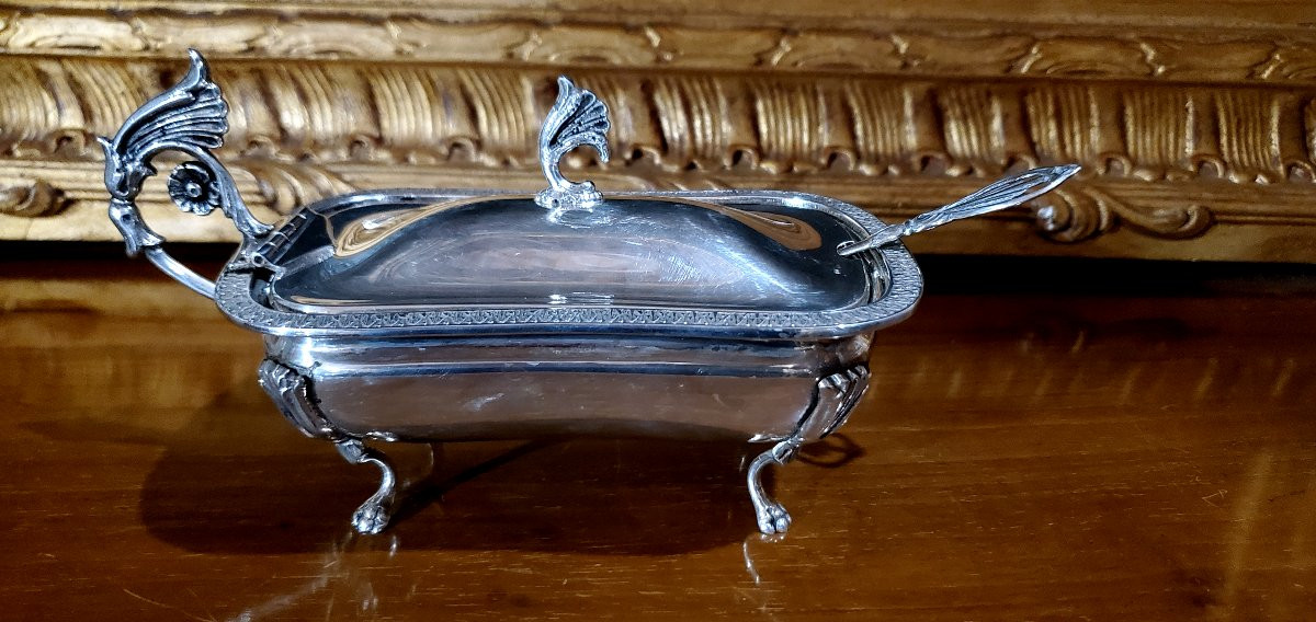 Sucrier en argent 800, fabrication italienne, fin des années 1800-photo-1