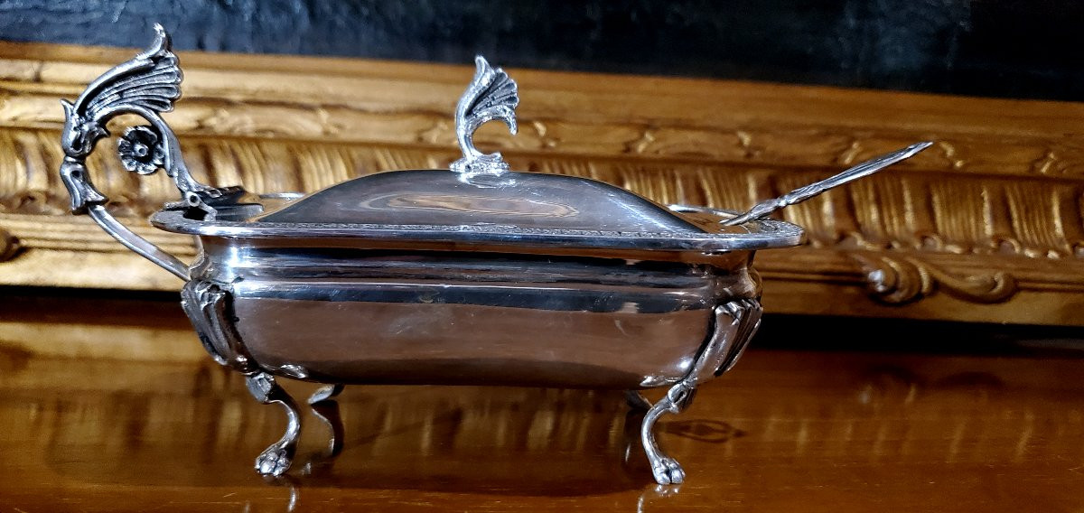 Sucrier en argent 800, fabrication italienne, fin des années 1800-photo-2