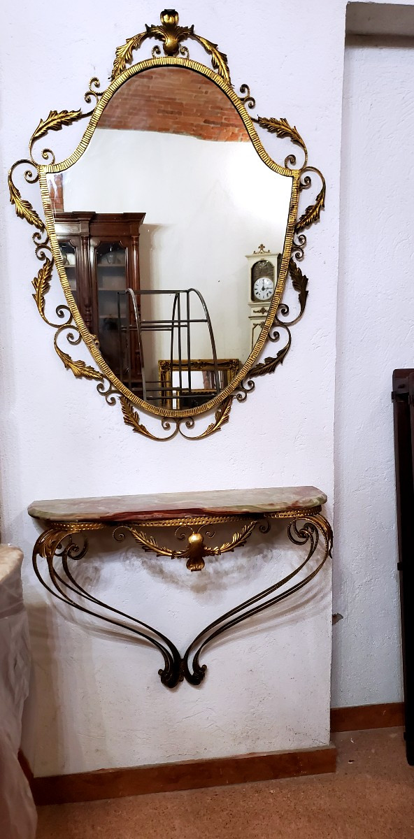 Console With Mirror From The 50s, Italian Manufacture