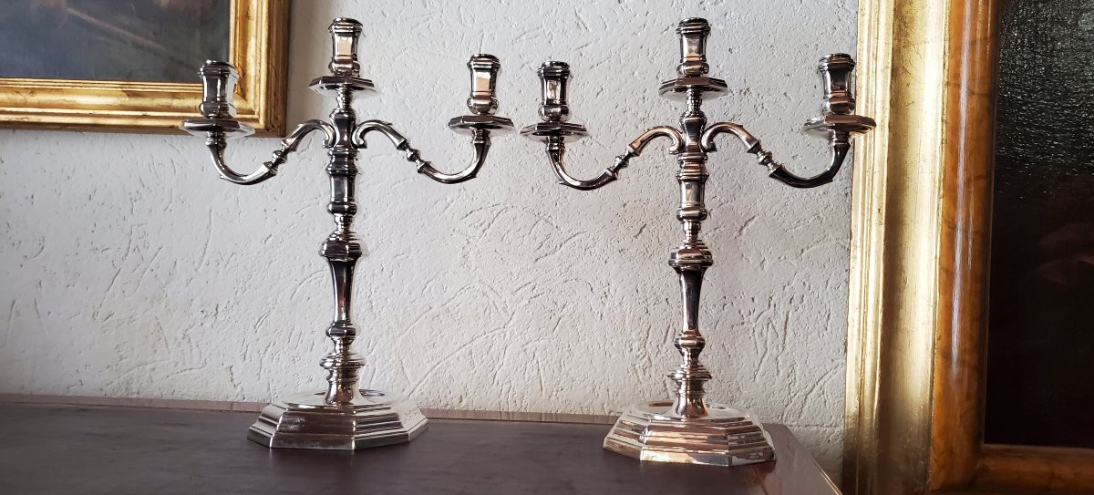 Bougeoirs en argent 925, fabrication italienne (Valenza) signés Goretta-photo-2