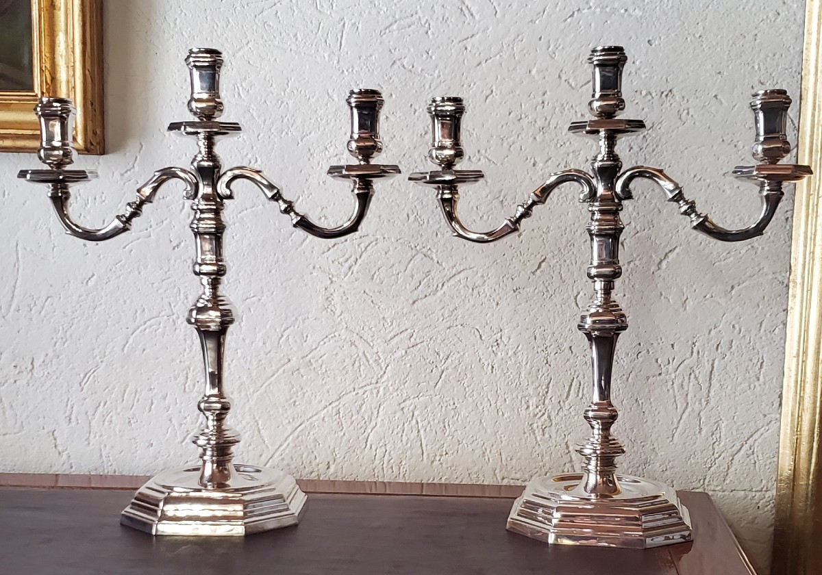 Bougeoirs en argent 925, fabrication italienne (Valenza) signés Goretta