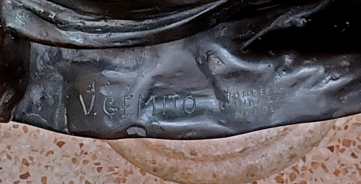 Sculpture du début des années 1900 en bronze signée Gemito Vibcenzo (1852-1929)-photo-1