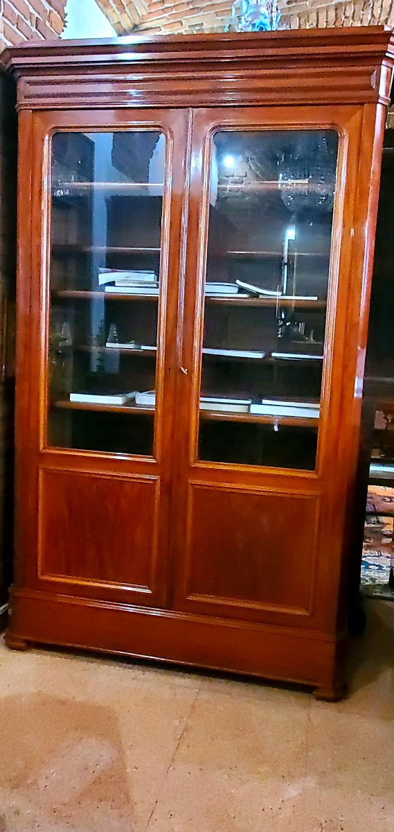 Louis Philippe Period Bookcase French Manufacture In Cuban Mahogany-photo-4