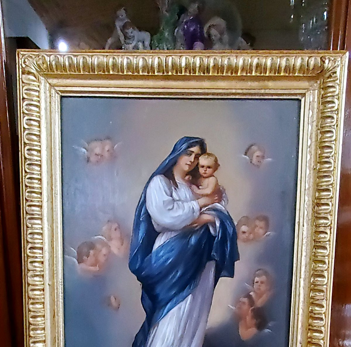 Oil Painting On Mahogany Panel, Depicting The Madonna With Child, Piedmontese School (italy)-photo-2