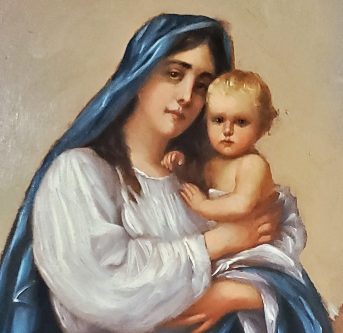 Oil Painting On Mahogany Panel, Depicting The Madonna With Child, Piedmontese School (italy)-photo-4