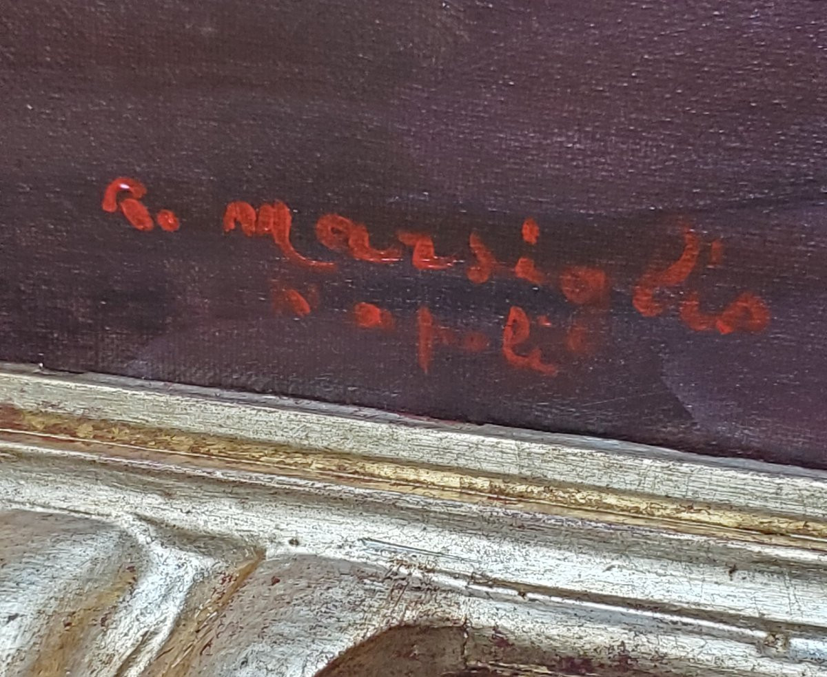 Oil Painting On Canvas, Neapolitan School, First Half Of 1900-photo-5