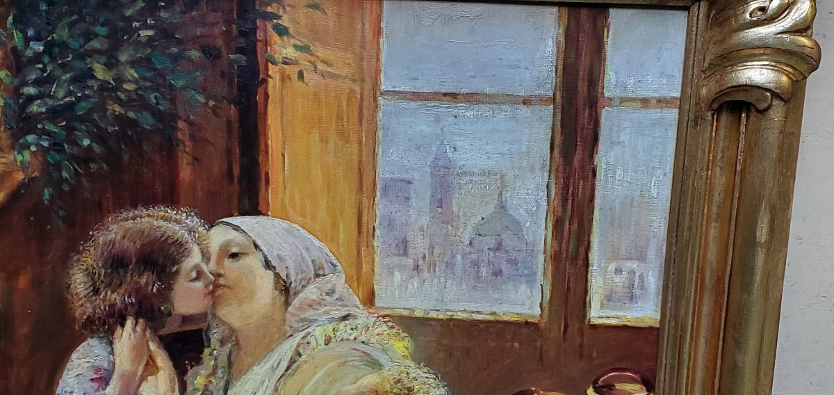 Oil Painting On Canvas, Neapolitan School, First Half Of 1900-photo-6