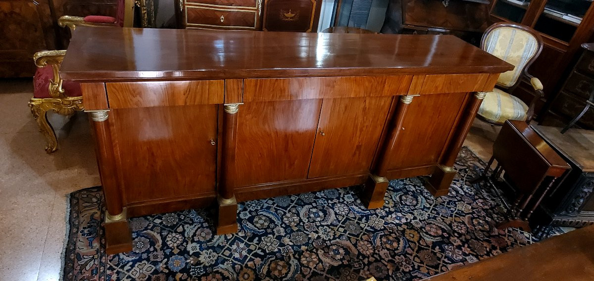 Buffet Empire ancien, fabrication piémontaise (italienne) en bois de noyer-photo-2