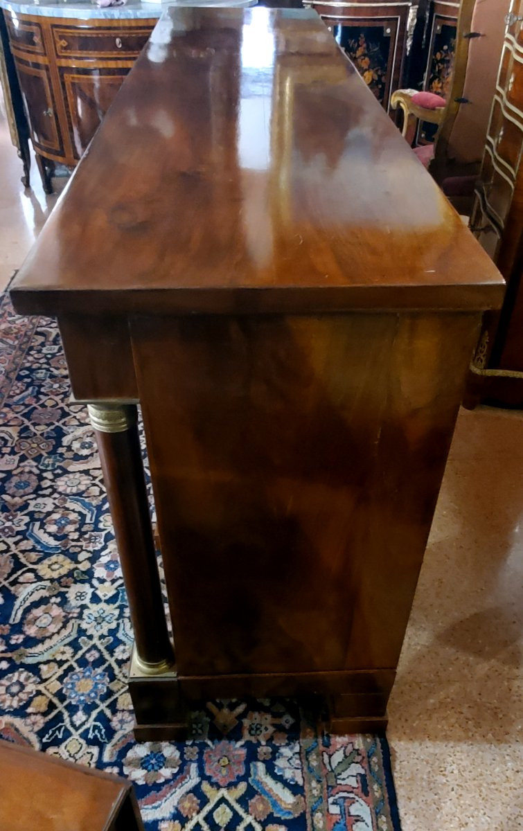Buffet Empire ancien, fabrication piémontaise (italienne) en bois de noyer-photo-3