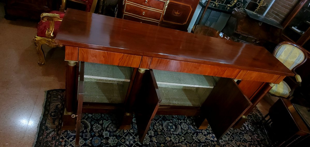 Buffet Empire ancien, fabrication piémontaise (italienne) en bois de noyer-photo-6