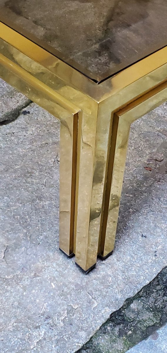 Table basse en laiton des années 1970, fabrication italienne-photo-3