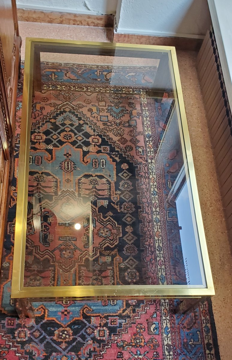 Table basse en laiton des années 1970, fabrication italienne-photo-1