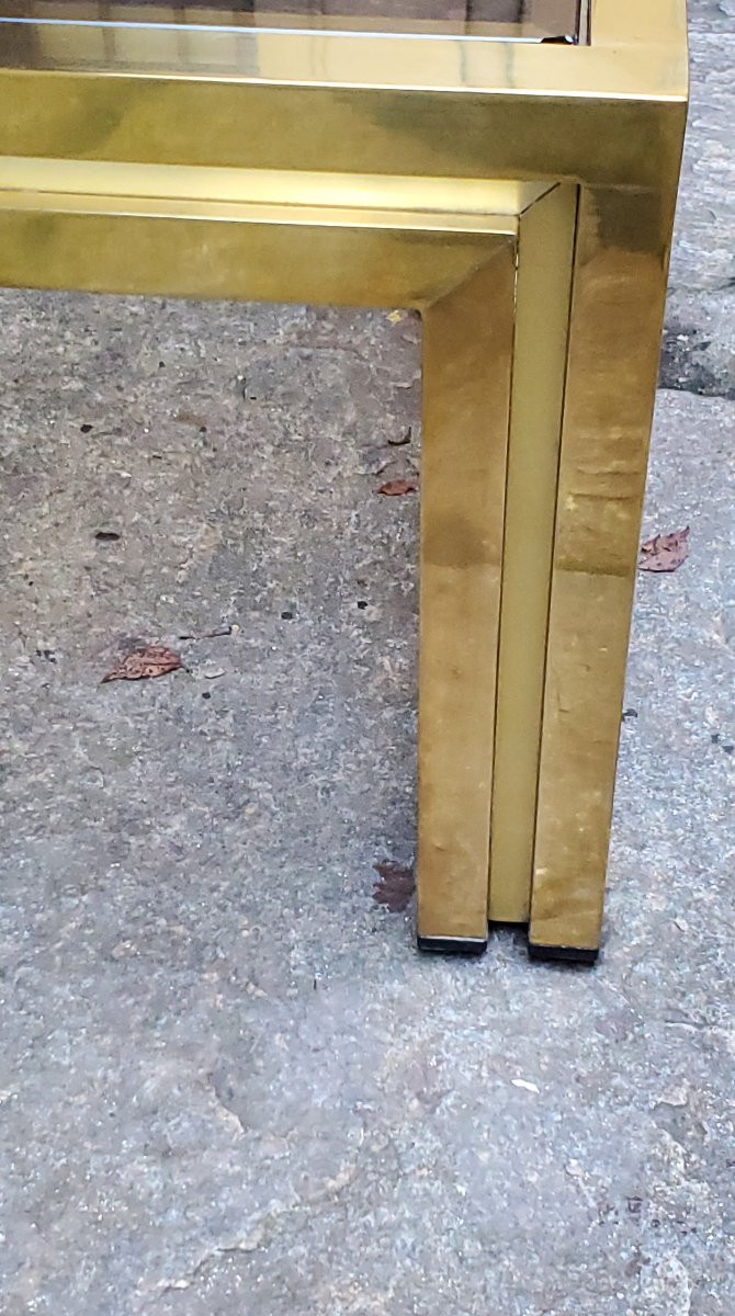Table basse en laiton des années 1970, fabrication italienne-photo-5