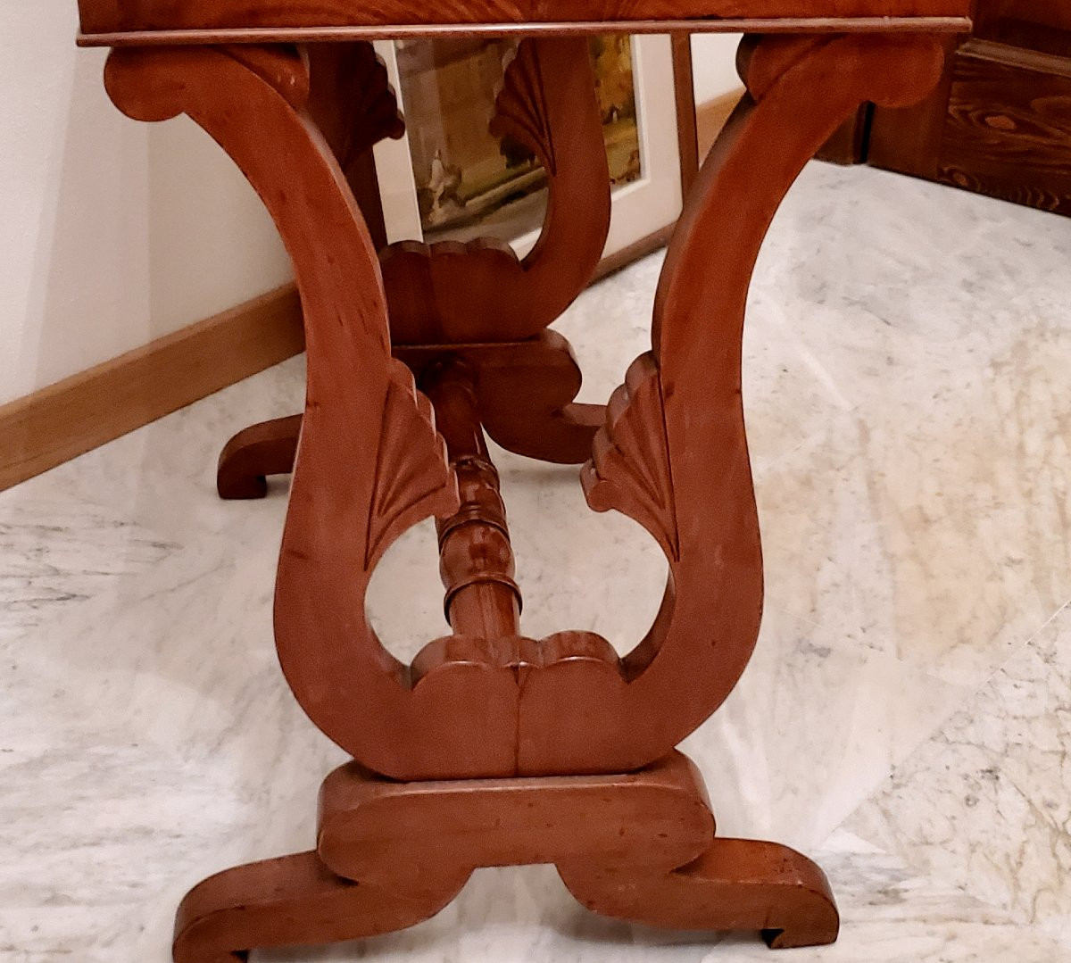 Table basse ancienne d'époque Charles X (vers 1830), de fabrication italienne (Piémont)-photo-6