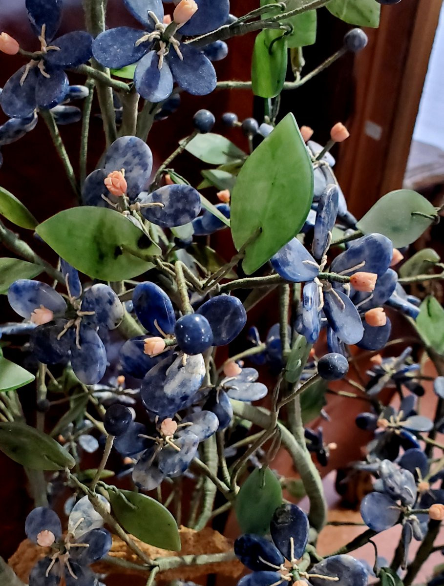 Bonsai In Hard Stones: Lapis Lazuli, Coral, Marble, This Plant Copies A Real Bonsai -photo-2