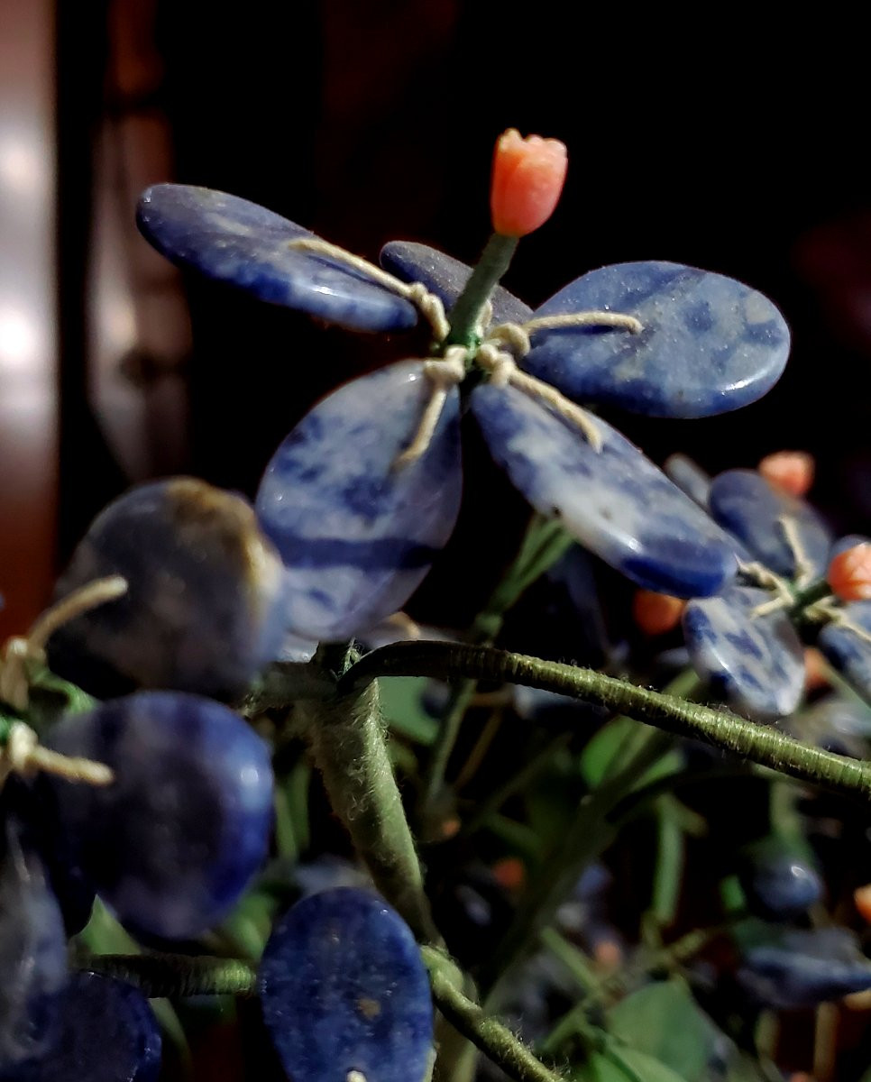 Bonsai In Hard Stones: Lapis Lazuli, Coral, Marble, This Plant Copies A Real Bonsai -photo-3