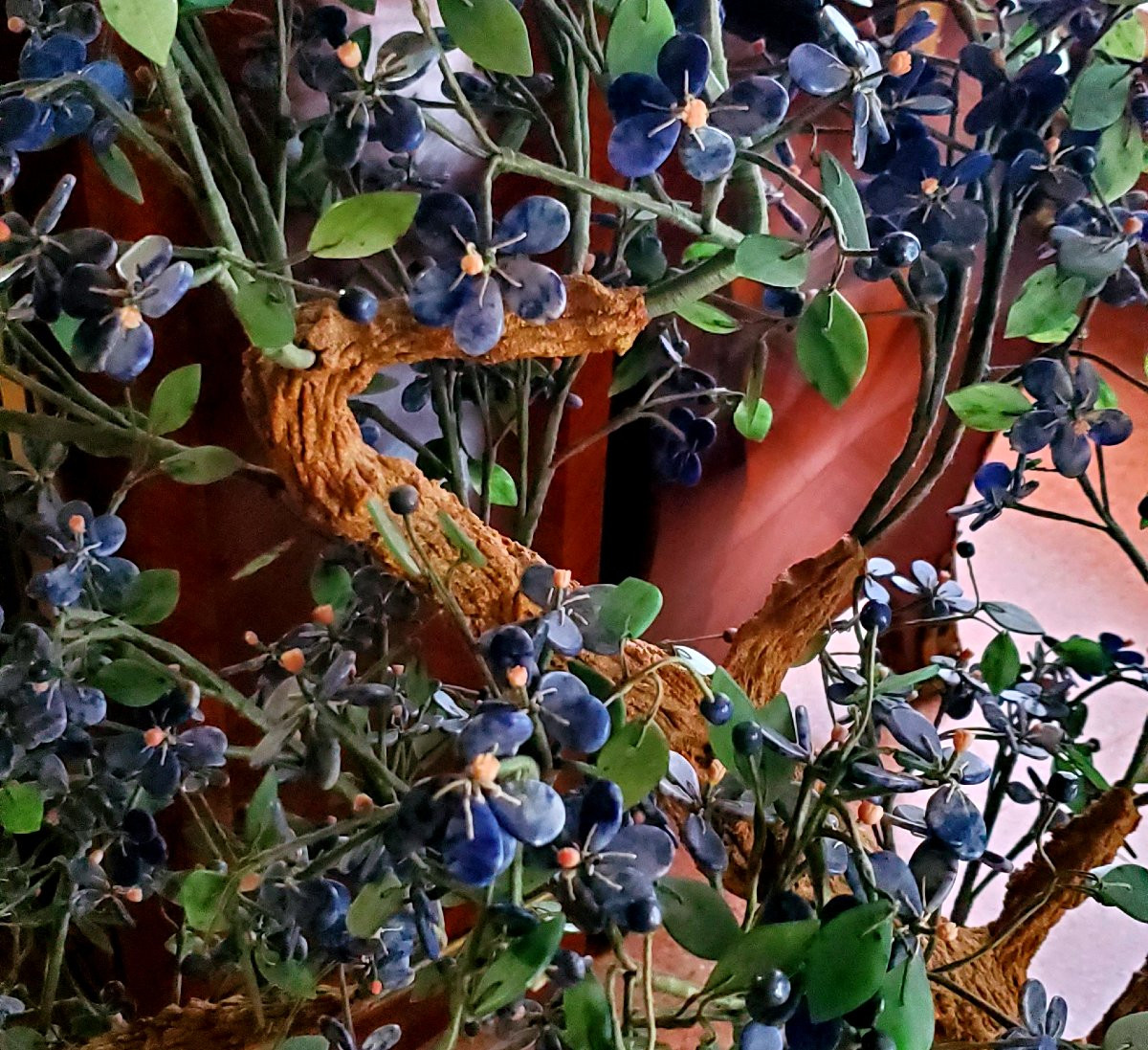 Bonsai In Hard Stones: Lapis Lazuli, Coral, Marble, This Plant Copies A Real Bonsai -photo-4