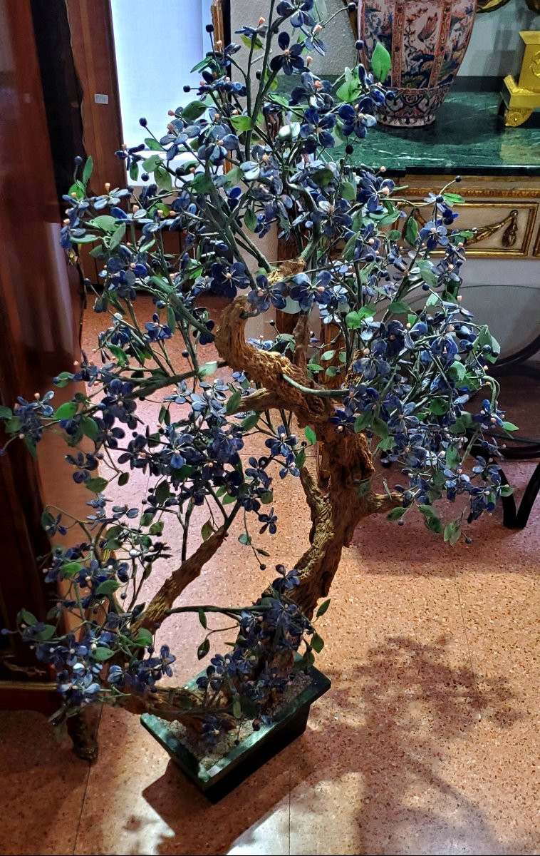 Bonsai In Hard Stones: Lapis Lazuli, Coral, Marble, This Plant Copies A Real Bonsai -photo-5