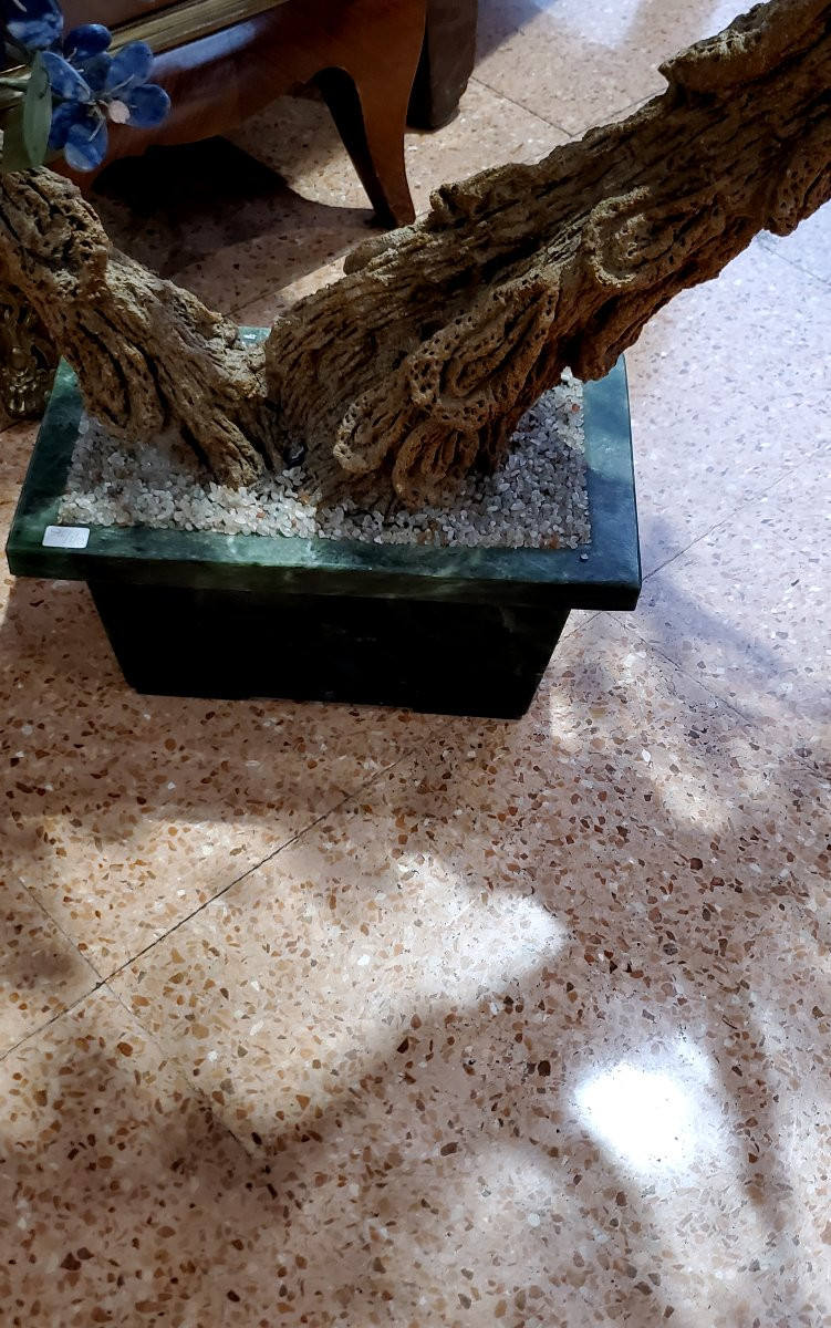 Bonsai In Hard Stones: Lapis Lazuli, Coral, Marble, This Plant Copies A Real Bonsai -photo-7