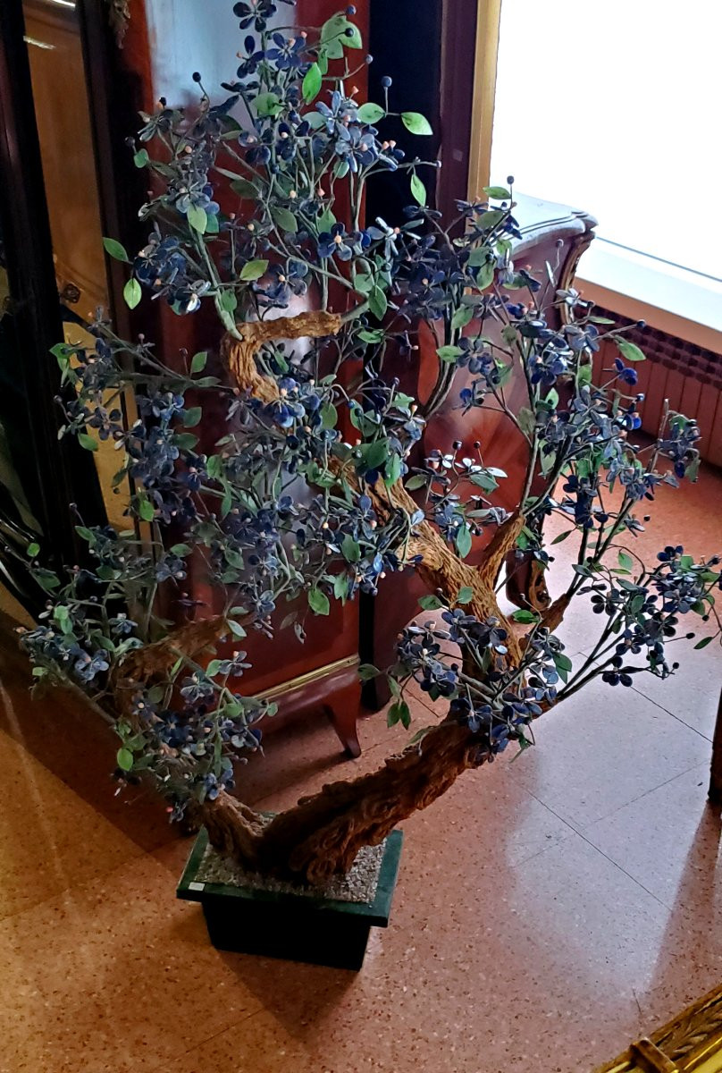 Bonsai In Hard Stones: Lapis Lazuli, Coral, Marble, This Plant Copies A Real Bonsai -photo-8