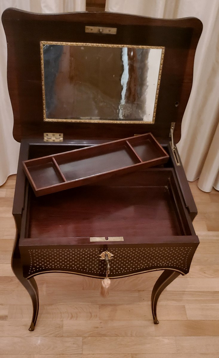 Table ancienne Napoléon III, signée Than à Paris,  famille d'ébénistes français-photo-6