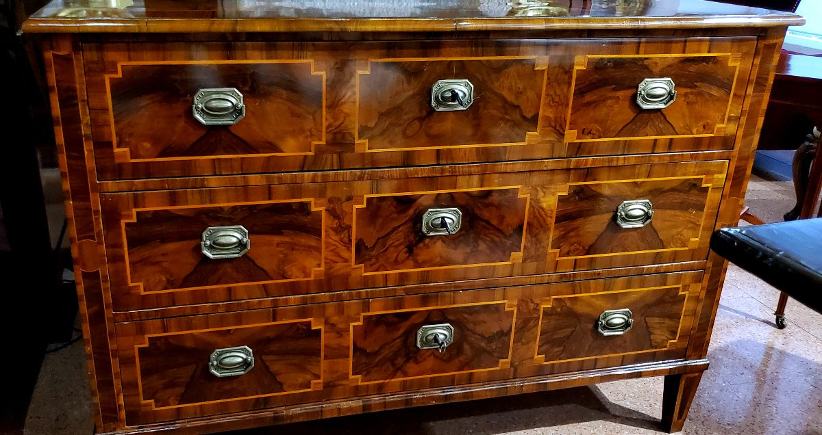 Commode ancienne d'époque Louis XVI, de fabrication italienne (Piémont)-photo-3