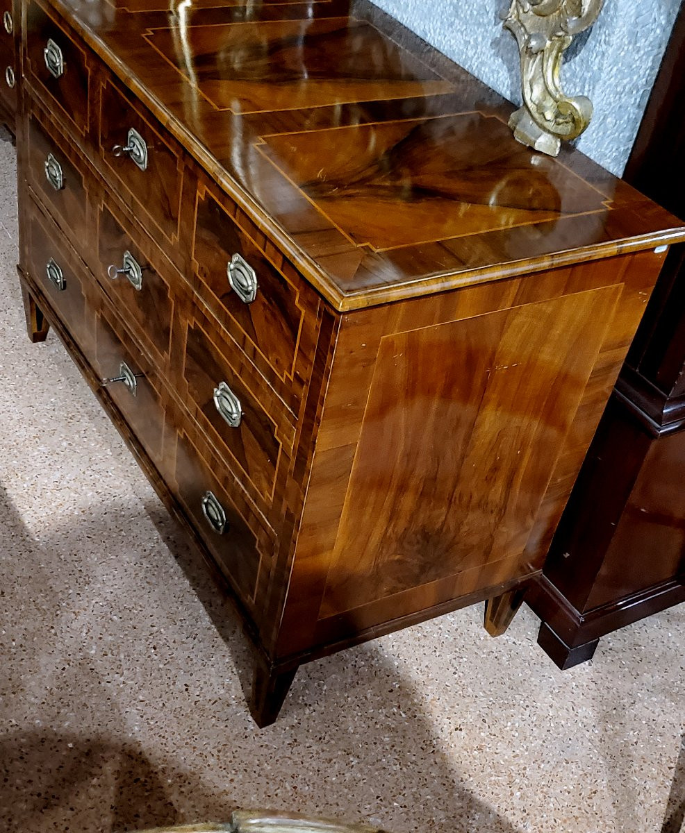 Commode ancienne d'époque Louis XVI, de fabrication italienne (Piémont)-photo-2