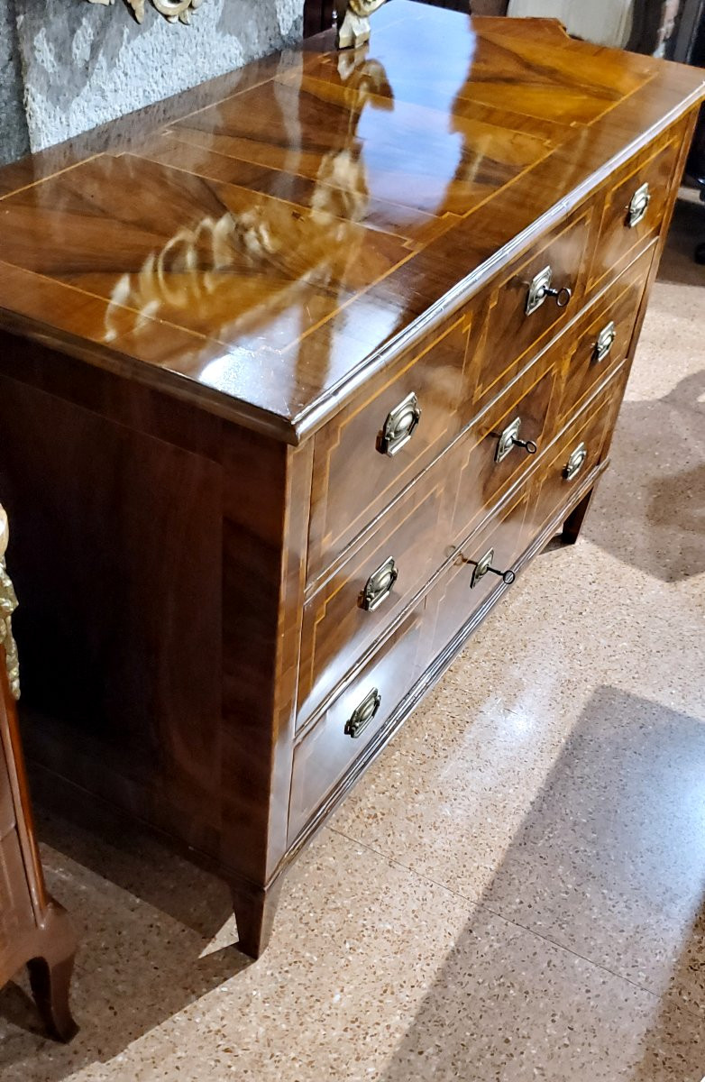 Commode ancienne d'époque Louis XVI, de fabrication italienne (Piémont)-photo-4
