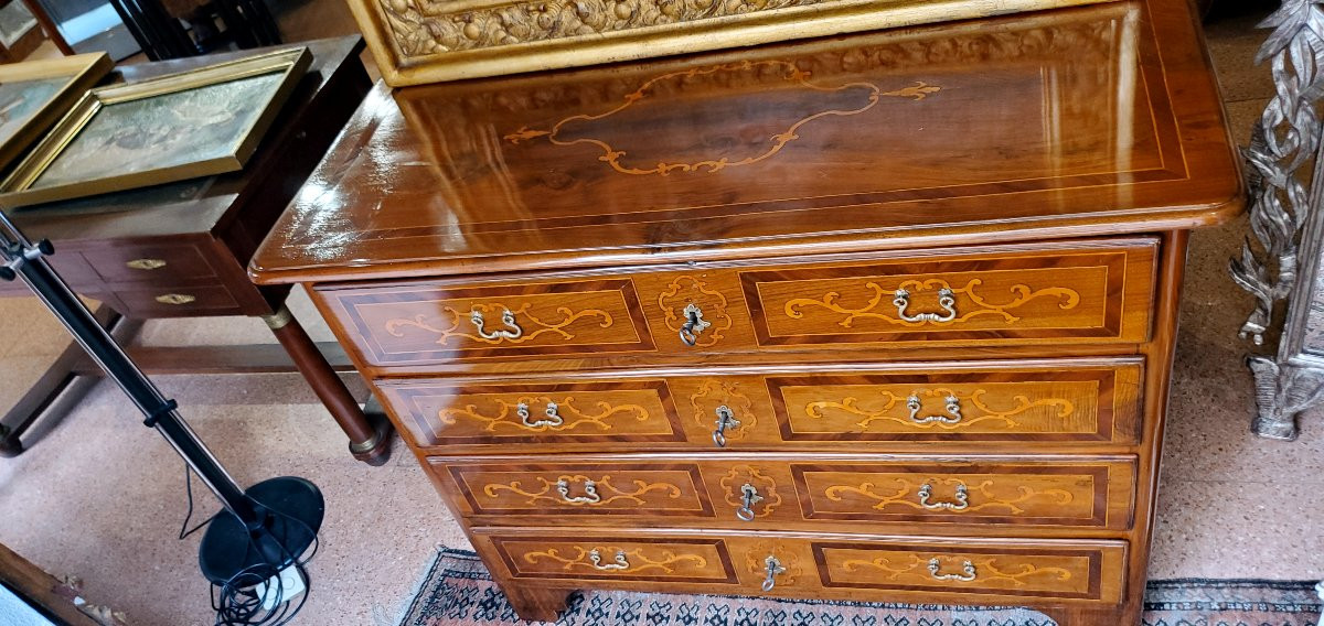 Antique Chest Of Drawers Louis XV Period Italian Manufacture (piedmont) -photo-3