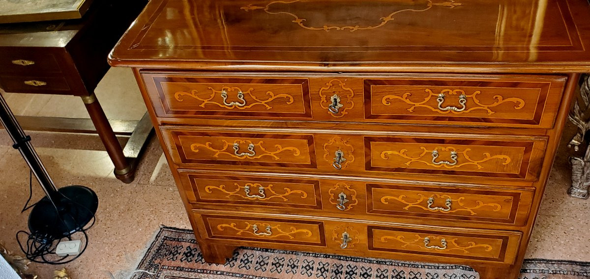 Antique Chest Of Drawers Louis XV Period Italian Manufacture (piedmont) -photo-1