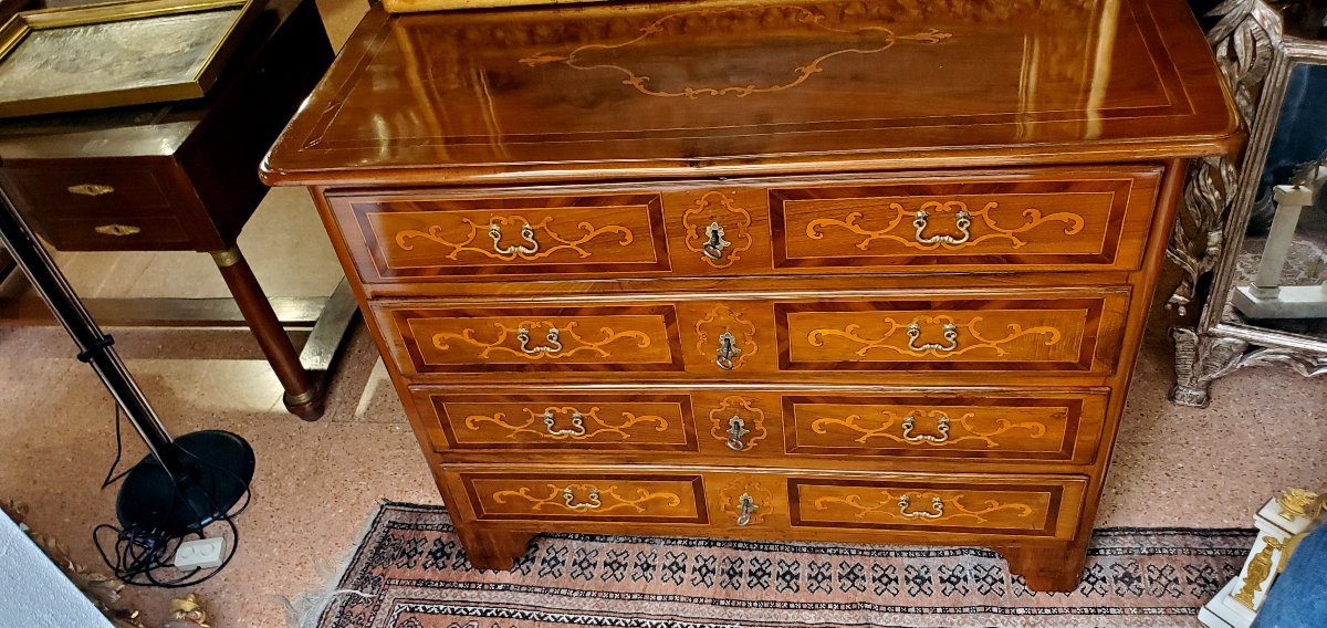Antique Chest Of Drawers Louis XV Period Italian Manufacture (piedmont) -photo-7
