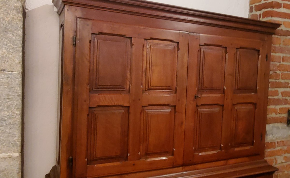 Double Body Sideboard In Walnut Wood From The Late 1700s, Italian Manufacture From The Piedmont-photo-2