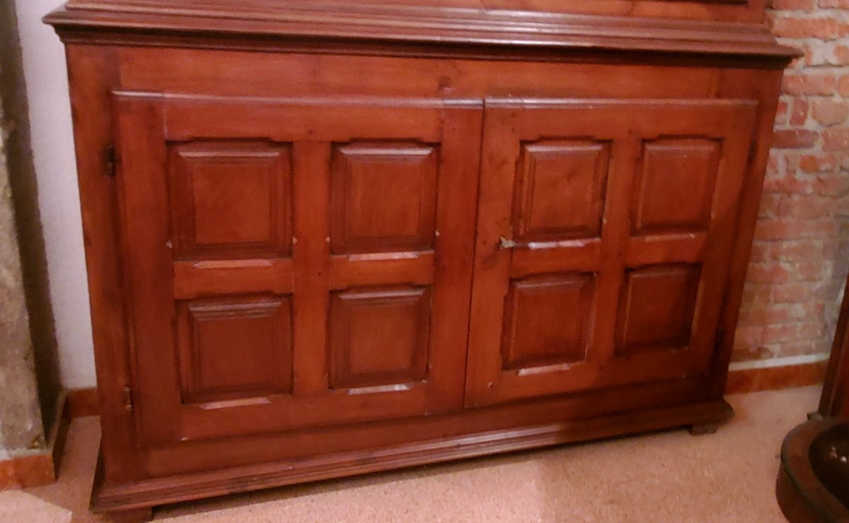 Double Body Sideboard In Walnut Wood From The Late 1700s, Italian Manufacture From The Piedmont-photo-3