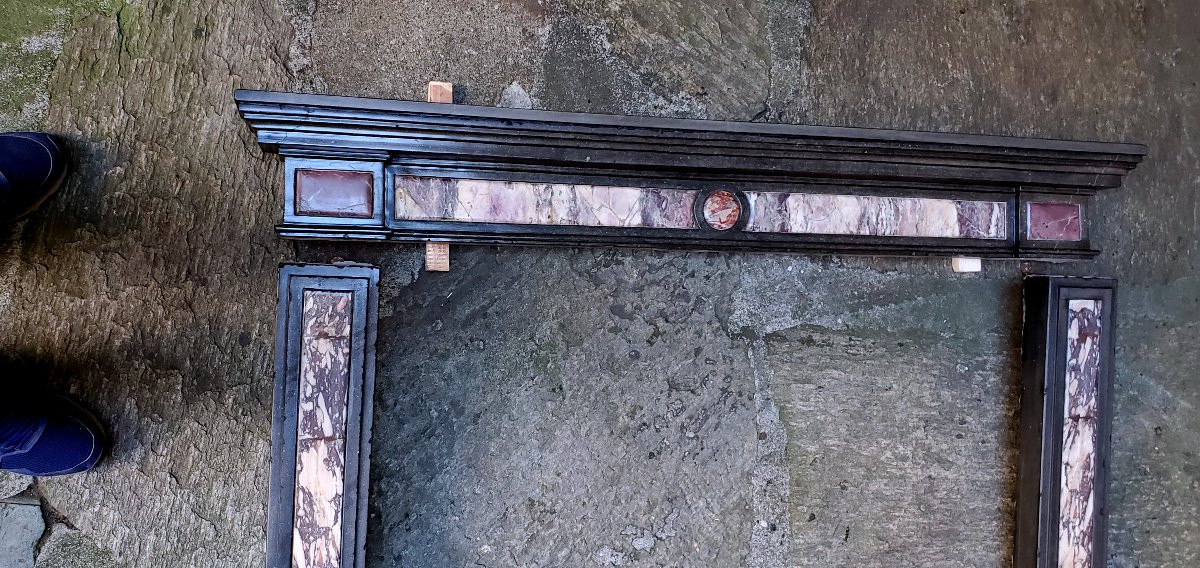 Louis Philippe Period Fireplace In Black Marble And Macchia Vecchia Marble. -photo-2