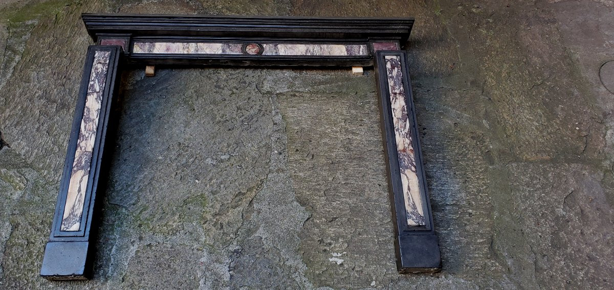 Louis Philippe Period Fireplace In Black Marble And Macchia Vecchia Marble. -photo-4