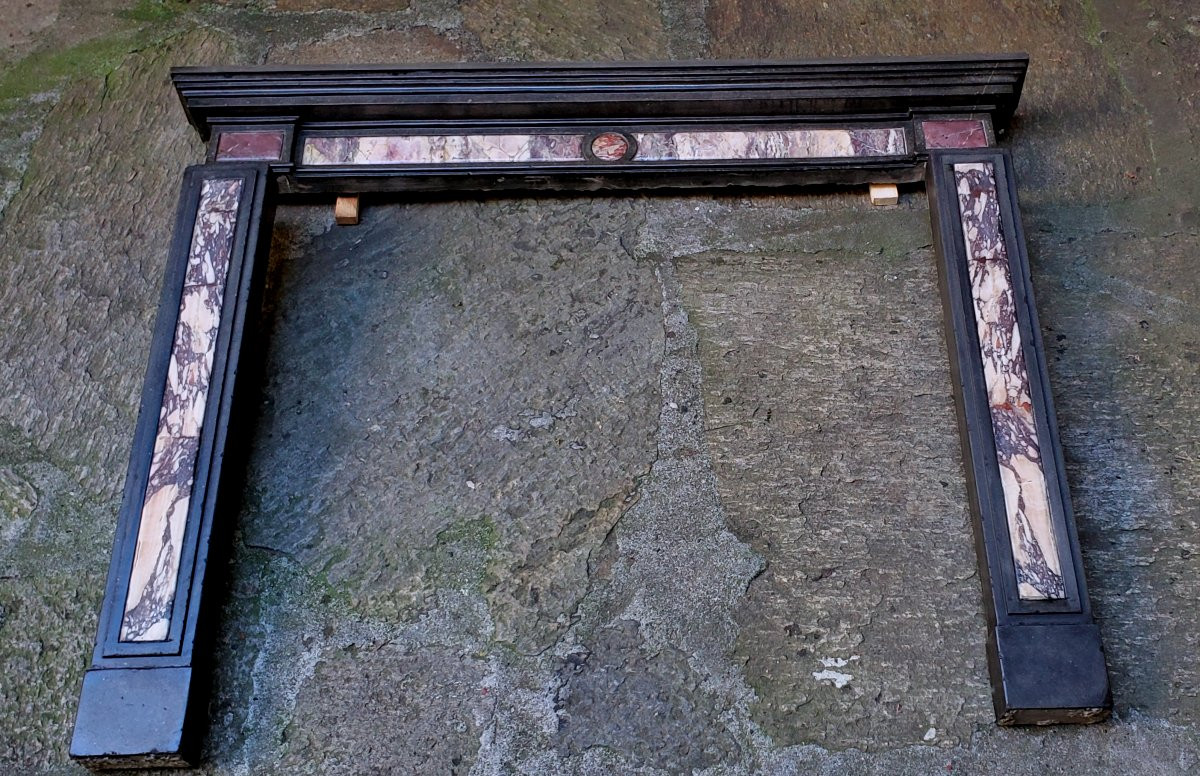 Louis Philippe Period Fireplace In Black Marble And Macchia Vecchia Marble. -photo-1