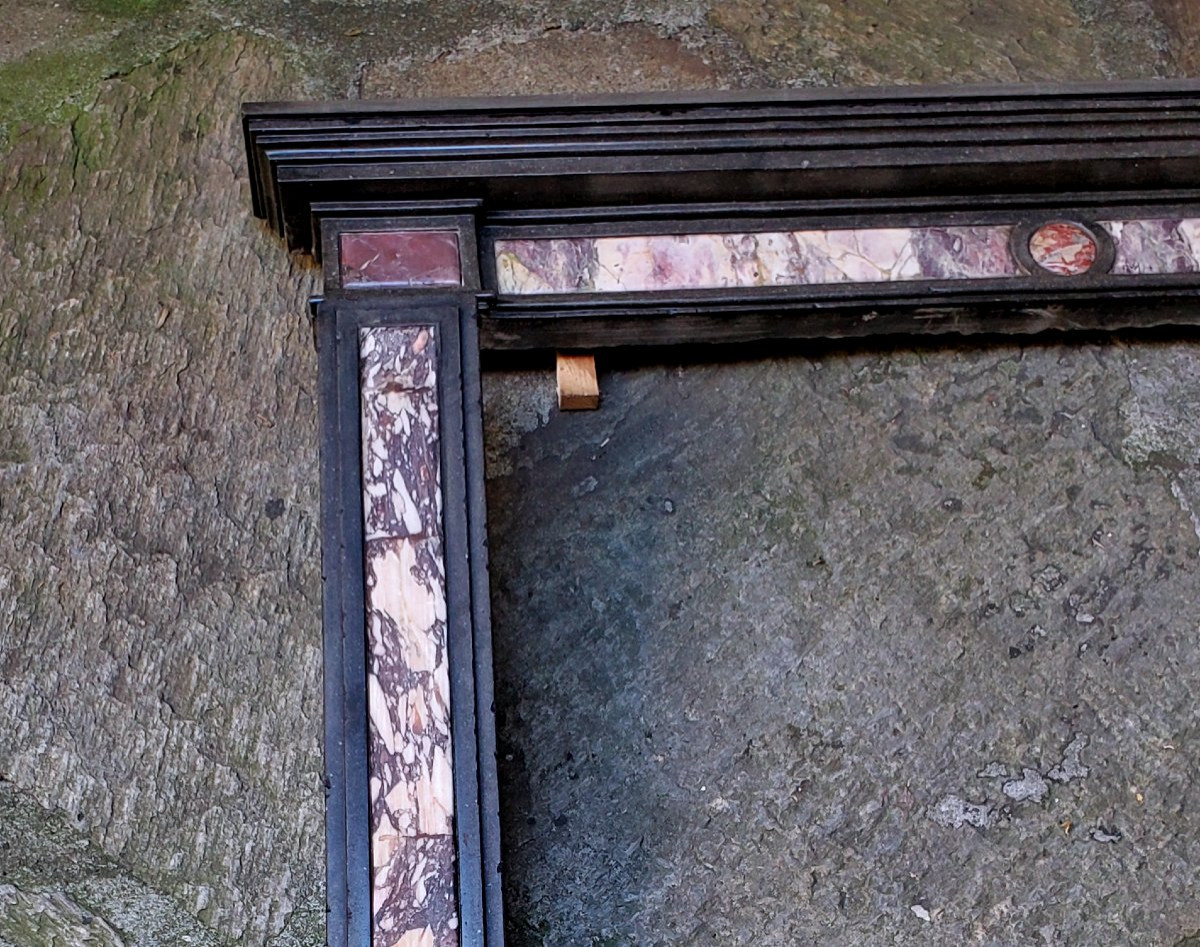 Louis Philippe Period Fireplace In Black Marble And Macchia Vecchia Marble. -photo-4