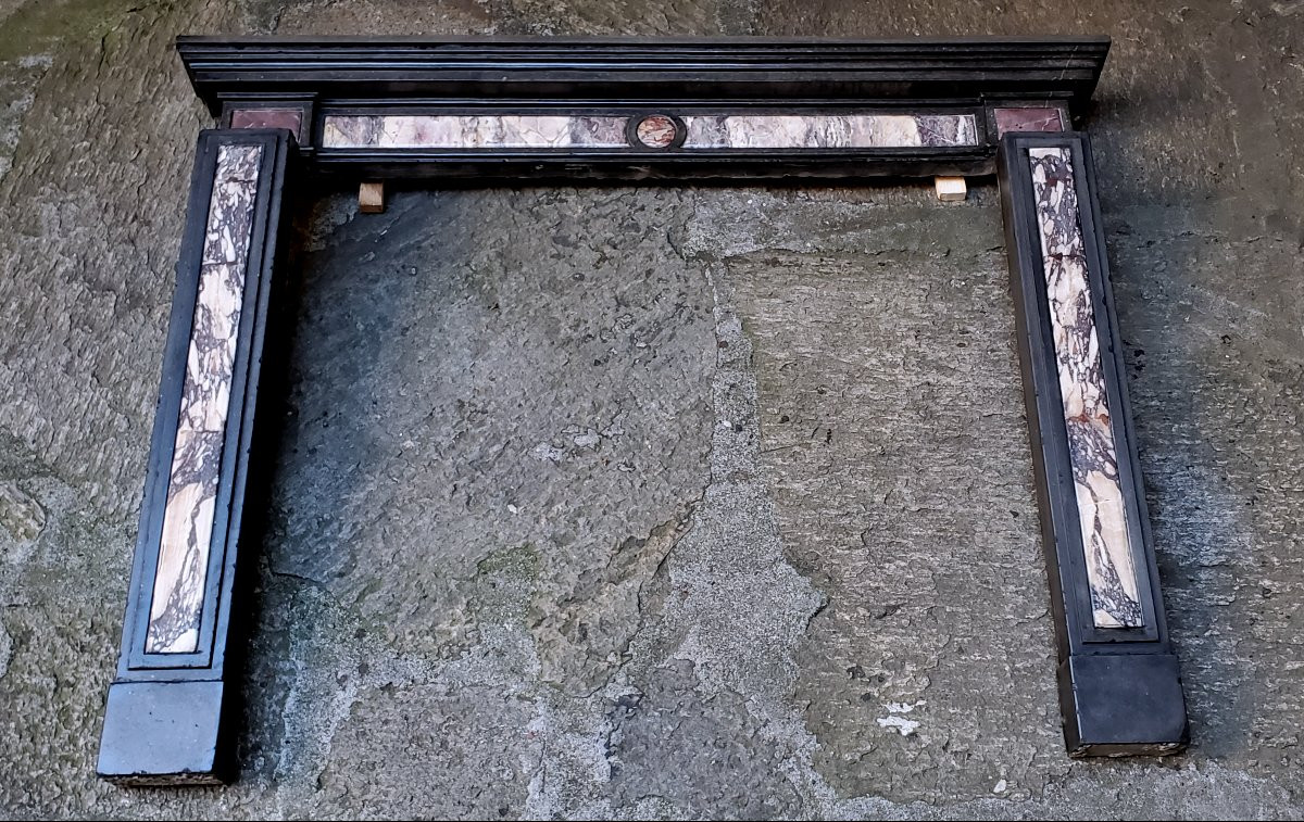 Louis Philippe Period Fireplace In Black Marble And Macchia Vecchia Marble. -photo-5