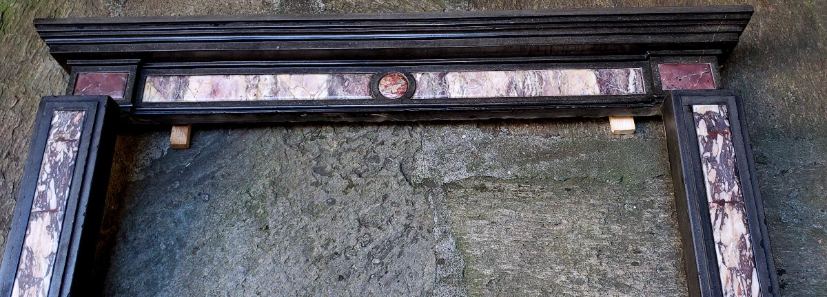 Louis Philippe Period Fireplace In Black Marble And Macchia Vecchia Marble. -photo-6