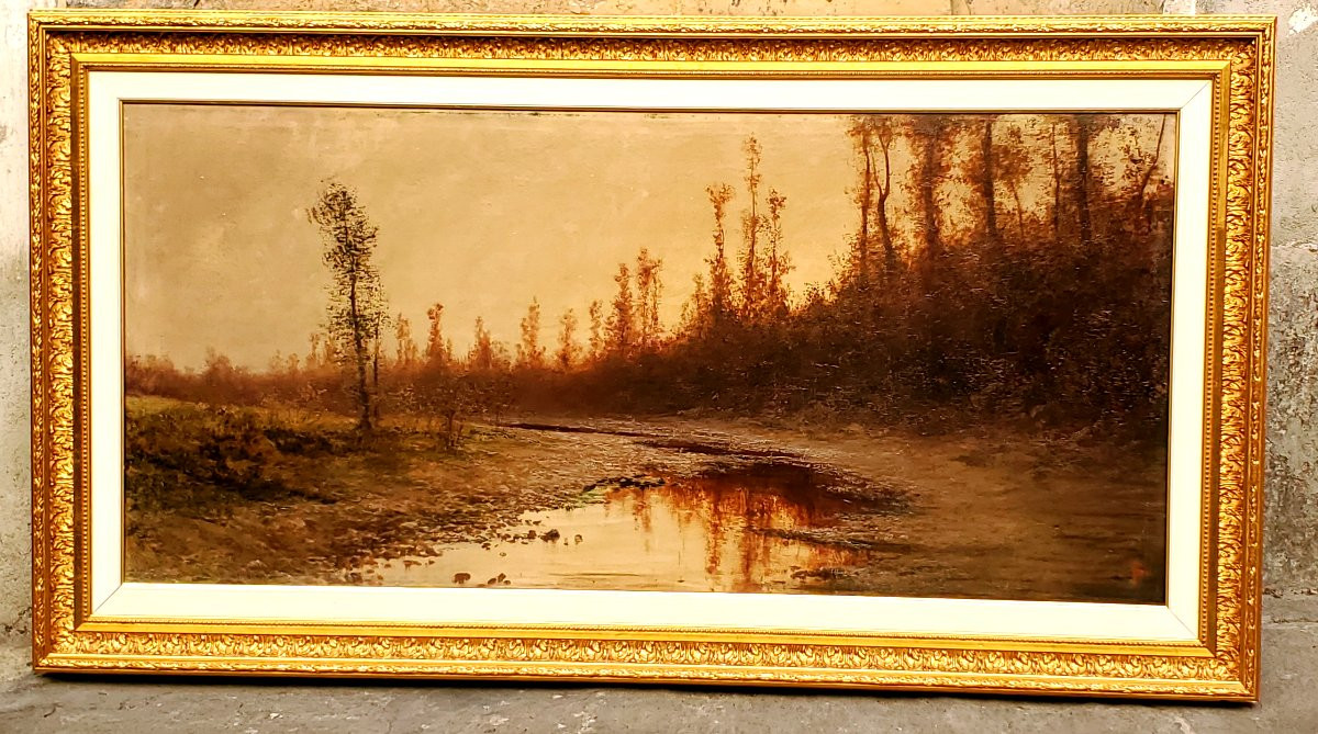Peinture ancienne à l'huile sur toile de Giacinto Bo, peintre piémontais (Italie) né en 1832 -photo-2