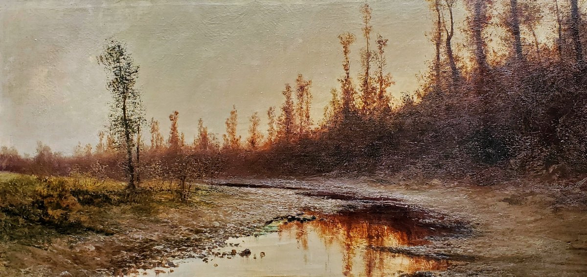 Peinture ancienne à l'huile sur toile de Giacinto Bo, peintre piémontais (Italie) né en 1832 -photo-2