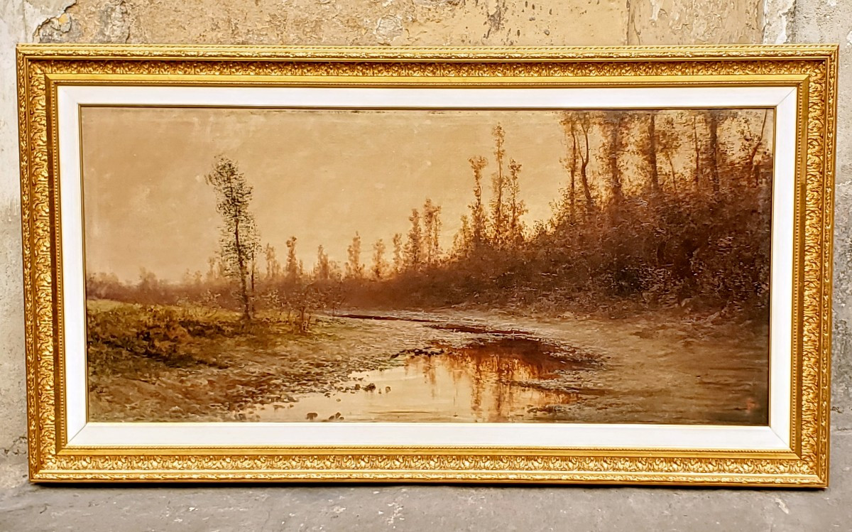 Peinture ancienne à l'huile sur toile de Giacinto Bo, peintre piémontais (Italie) né en 1832 