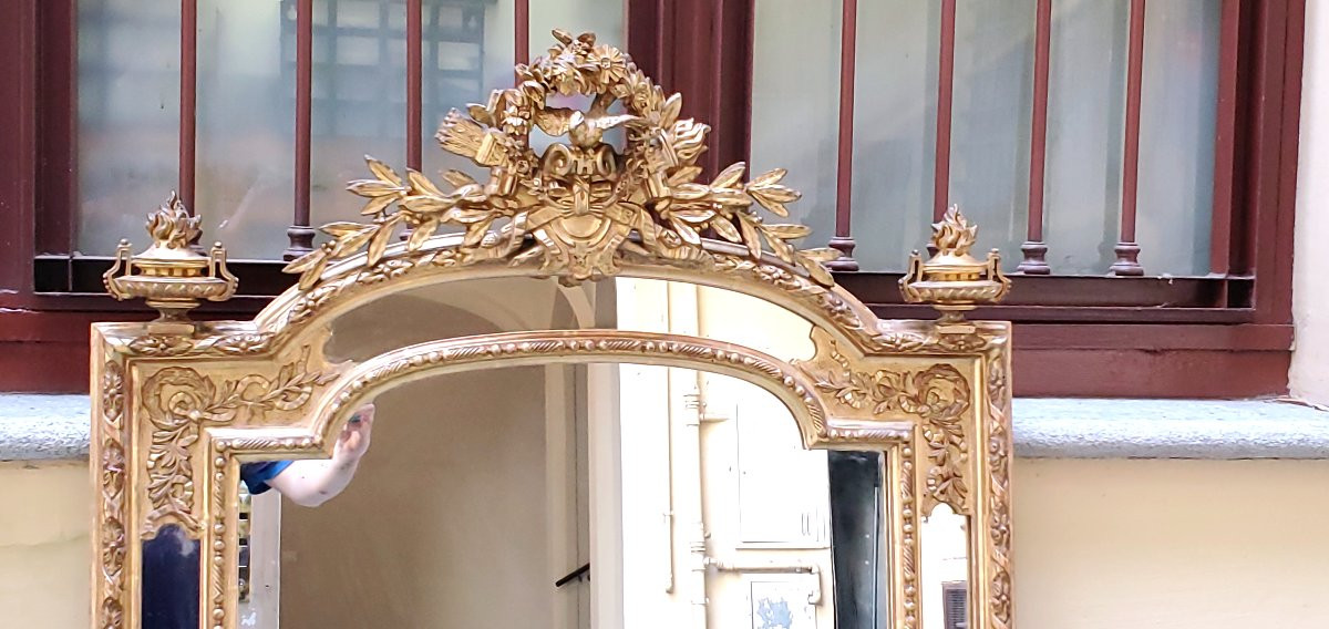 Antique Napoleon III Mirror, French Manufacture, Original 18k -photo-2