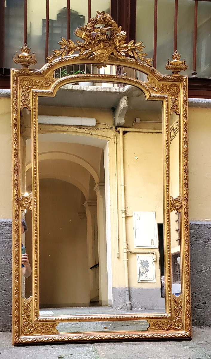 Antique Napoleon III Mirror, French Manufacture, Original 18k -photo-4