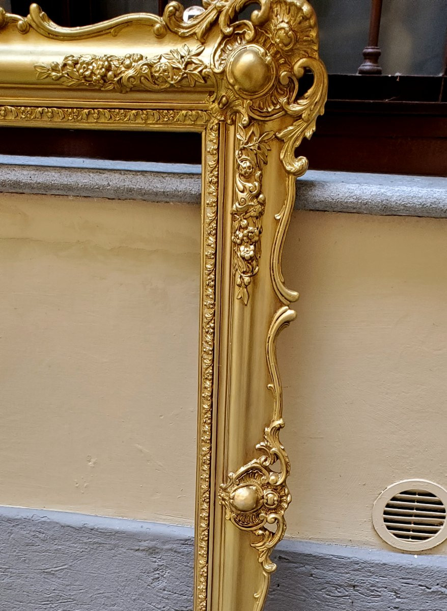 This Large, Antique, Gilded Wooden Frame From The Louis-philippe Period (circa 1860), French-photo-3