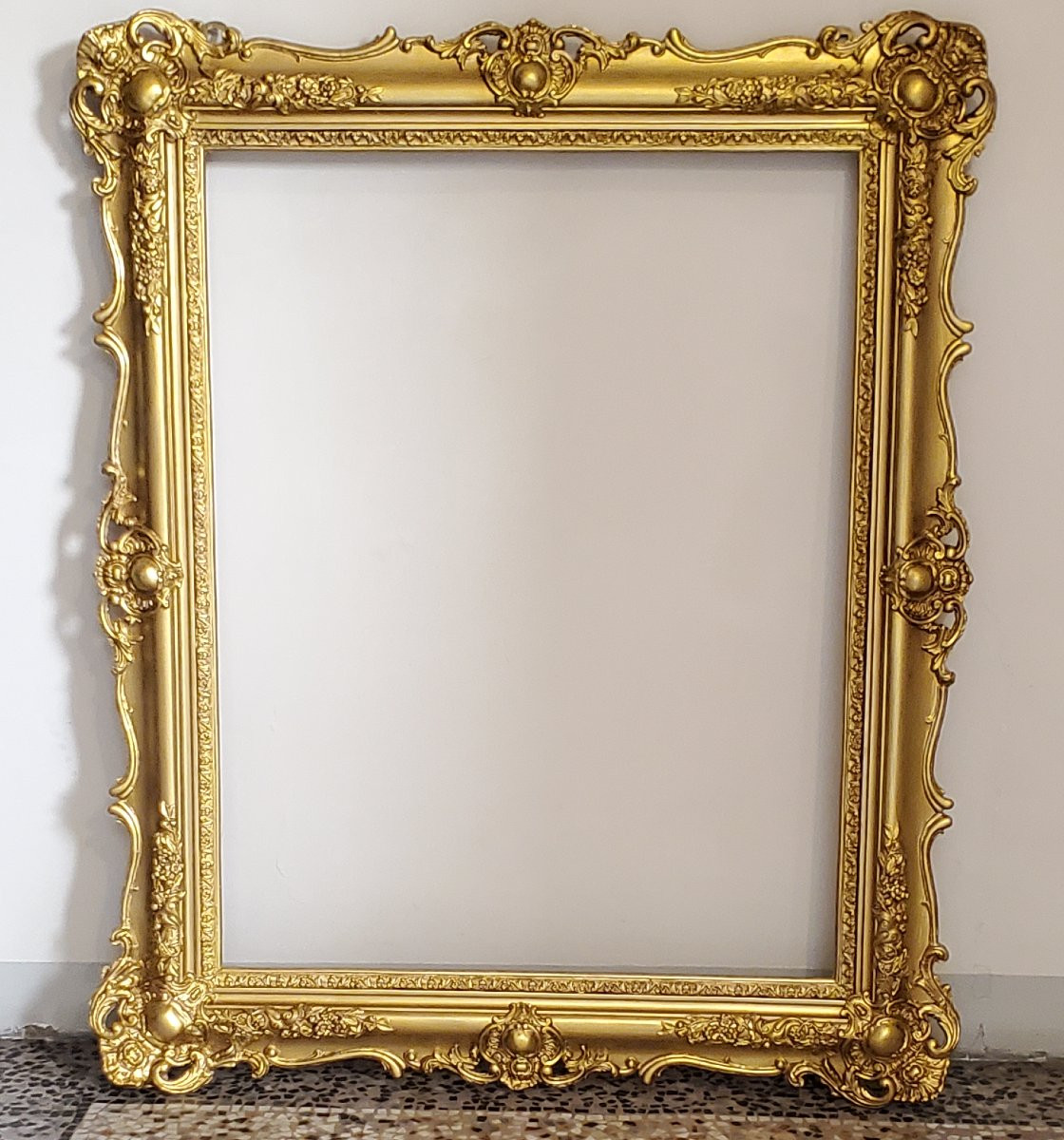 This Large, Antique, Gilded Wooden Frame From The Louis-philippe Period (circa 1860), French-photo-4