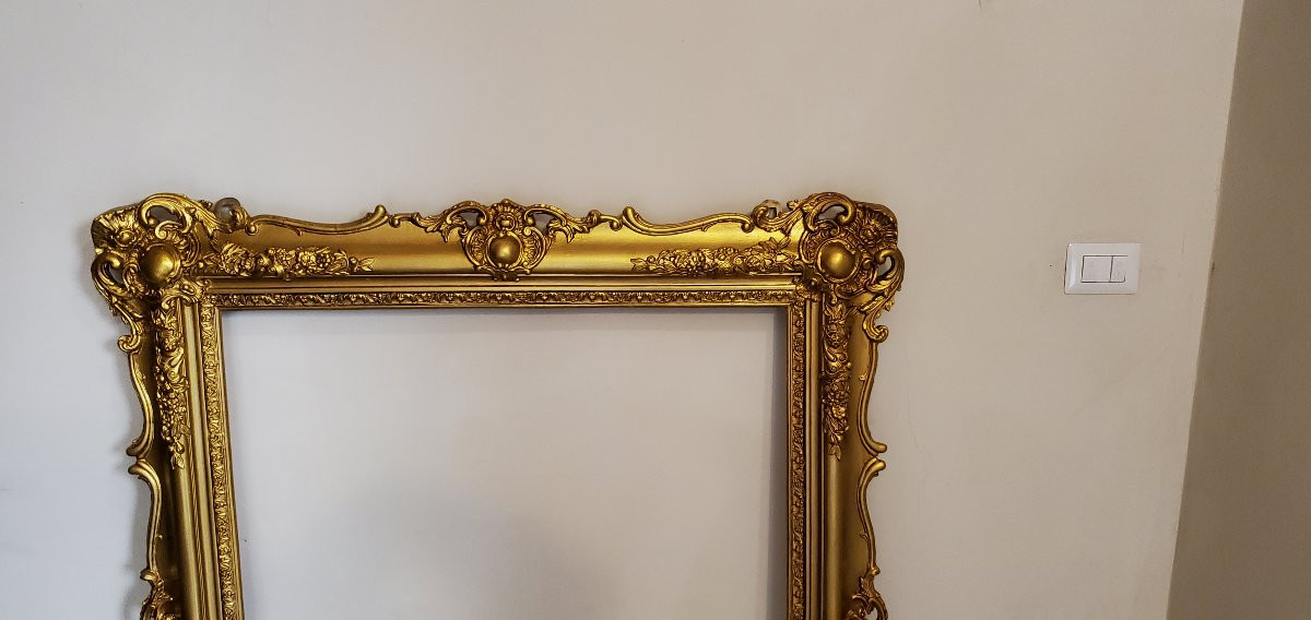 This Large, Antique, Gilded Wooden Frame From The Louis-philippe Period (circa 1860), French-photo-3
